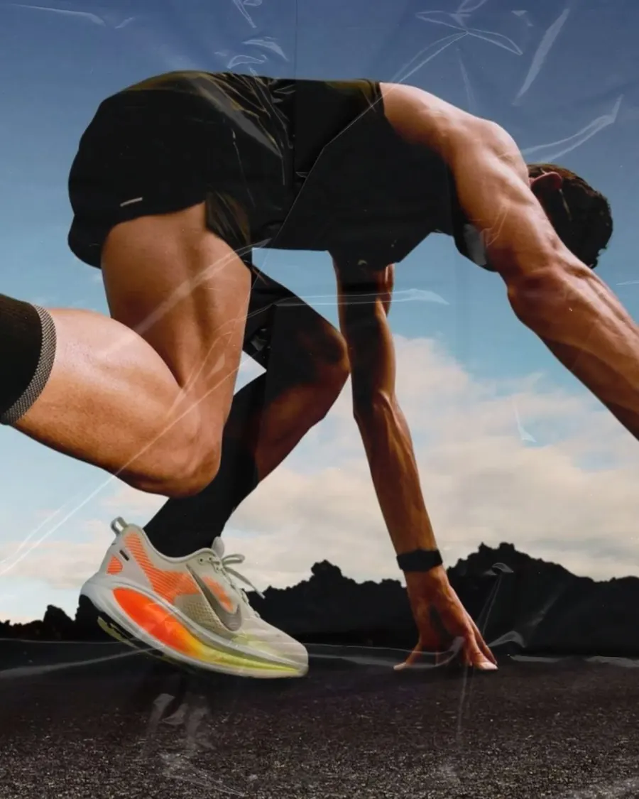Atleta em posição de largada, preparação Prime